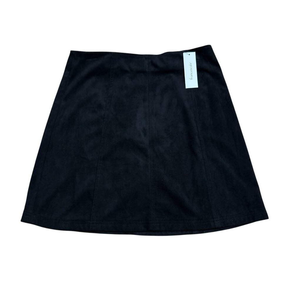 FRANCESCA’S MI AMI MINI SKIRT FAUX SUEDE BLACK SIZE S BACK ZIP A-LINE NEW